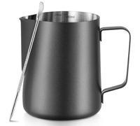 Jarra de leche espumosa, jarra de leche de acero inoxidable de 20 onzas/600 ml con bolígrafo de arte latte, con medidas internas, para capuchino, espresso y más