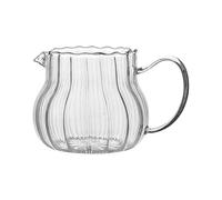 Jarra de leche vidrio a rayas, separador café, té la, jarra espuma transparente con mango, 2 uds para Latte Art(12.2 * 7.5cm)