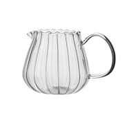 Jarra de leche vidrio a rayas, separador café, té la, jarra espuma transparente con mango, 2 uds para Latte Art(10.5 * 9.3cm)