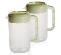 Jarra de plástico con tapa, marca de medición transparente, jarra de 1 galón con mango cómodo, de agua multifuncional de gran capacidad para el hogar, fiestas, restaurantes con tapa, 2 uds.