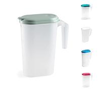 Jarra de plástico delgada para nevera con tapa, jugos de leche, cocina, puerta del hogar, picnic, congelador y microondas (escarcha con tapa verde menta, 1.6L)