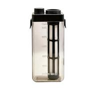 Jarra de plástico transparente con filtro de malla fina de doble capa, tapa de rosca hermética a prueba de fugas, infusor de té para café helado con escala, recipiente reutilizable de gran capacidad