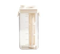 Jarra de plástico transparente con filtro de malla fina de doble capa, tapa de rosca hermética a prueba de fugas, infusor de té para café helado con escala, recipiente reutilizable de gran capacidad