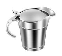 Jarra de salsa aislada, 450 ml, con tapa abatible, doble pared, aislada, jarra para salsas, jarra de acero inoxidable, calentador de salsas portátil, jarra, salsera para cenas (plateada, 1-450 ml)