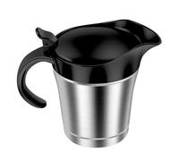 Jarra de salsa aislada, 450 ml, con tapa abatible, doble pared, aislada, jarra para salsas, jarra de acero inoxidable, calentador de salsas portátil, jarra, salsera para cenas (negro, 1-450 ml)