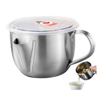 Jarra de separador de grasa 1L Grado de alimentos Jarra separadora de de acero inoxidable con tapa y manejo 2 salidas de grasa de tocino para suministros de cocina Separador Separador Jug Jug O