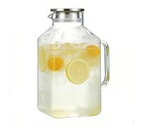 Jarra de té de , 3.8 L, grande, a prueba de fugas, dispensador de bebidas de vidrio con tapa, para , agua fría, caliente, , limonada, té , café