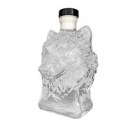 Jarra de Tequila - Jarra de whisky y licor de cristal, 35 cl con perfil de cabeza de lobo, artículo de colección decorativo para casa contenedor de bebidas, whisky Cognac Bourbon