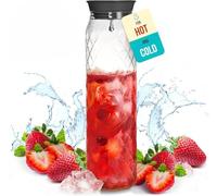 Jarra de Vidrio - 1,2 Litros, Vidrio de Borosilicato - Jarra de Agua con Tapa - para Bebidas Frías/Calientes - Jarra de Leche - Jarra de Té Helado - de PJC-Kitchen