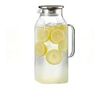 Jarra De Vidrio | 2000 ml garrafa transparente resistente al calor grande y reforzada con tapa | Botellas de vidrio para zumo - Para Bebidas Cocina De Verano Reuniones Familiares Camping