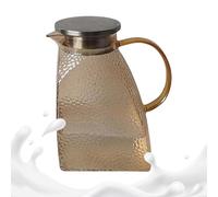 Jarra De Vidrio Con Asa Y Tapa | Jarra Para Jugo Con Diseño Martilleado, Grande De 1.5 Litros Para Bebidas Frías Y Calientes Antiderrames Para Leche Zumo Fiestas Exterior