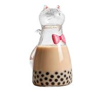 Jarra de Vidrio con Tapa 1800 ml Recipiente para Bebidas con Gatito Lindo