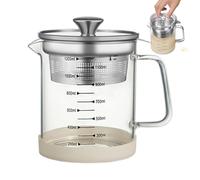 Jarra de vidrio con tapa, colador de yogur de vidrio de 1, 2 L con escala, colador de leche de nuez multifuncional para filtrar jugo, té, leche de soja y nueces