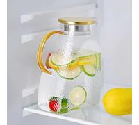 Jarra de Vidrio de 1500 ml con Tapa de Acero Inoxidable, Duradera para Té Helado, Agua fría y Caliente, Café, Leche, Jugo - Transparente