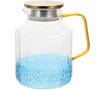 Jarra de Vidrio de 1800ml con Tapa Filtrante, Azul para Cocina | Vidrio, Acero Inoxidable y Pp, Asa Ergonómica y Cuerpo Transparente, para Agua y Rodajas de Fruta Color Aleatorio