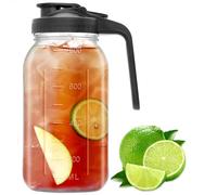 Jarra de vidrio de 32 onzas con boquilla de vertido y asa, jarra de boca ancha a prueba de fugas para café frío, té helado, jugo, limonada, té solar, bebidas de frutas, tapa hermética para