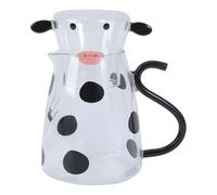 Jarra de vidrio de borosilicato alto con forma de vaca con tapa, capacidad de 500 ml, jarra de leche, cocina, hogar, hotel, bebida, jarra de agua de vidrio en forma de vaca