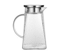 Jarra de Vidrio Martillado 1,5 L con Tapa y Asa para Té Frío | Vidrio Transparente, Malla Filtrante Integrada, para Cocina y Hotel, Adecuado para Agua, Café Helado