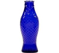 Jarra de vidrio para agua | Colección Fish & Fish de Paola Navone | Jarra 850ml | Botella transparente de color azul oscuro para bebidas | Adecuado como jarrón