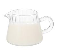 Jarra de Vidrio para Crema de Café 150ml, Resistente al Calor | Vidrio de Borosilicato, Vertedor Pequeño, Cuerpo Transparente Rayas Verticales, para Crema y Aliños
