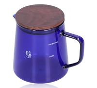 Jarra de vidrio para servidor de café, jarra de vidrio para café con tapa y pico, taza pequeña de leche para café, tetera de vidrio de 300 ml para jarra de té fría de 11,9 oz(Azul)