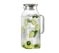 Jarra De Vidrio | Recipiente de 2 litros transparente grande y grueso con asa - Botellas de vidrio para zumo | para, Cocina, Bebidas, Hogar, Camping, Picnic, Verano