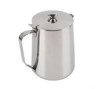 Jarra espumadora de leche de 350 ml, tapa a prueba de fugas, cafetería para | Diseño de boquilla puntiaguda, capacidad de 350 ml, acabado cepillado, resistente a la corrosión, ideal para arte con leche