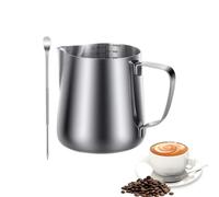 Jarra Espumadora De Leche - Jarra De Acero Inoxidable Para Espumar Leche Con Lápiz Para Latte Art - 350 ml Apto para Lavavajillas para Cappuccino Vapor y Vertido - Vaporizador Capuchino Pa