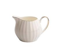 Jarra for crema de porcelana fina con borde dorado, elegante jarra de leche blanca de 300 ml for café, salsa y mermelada, 1 pieza de 12x8 cm