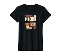 Jarra instantánea Just Add Iced Coffee Baseball Camiseta gráfica económica, Mujer, Negro, XS