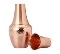 Jarra lateral de cama de cobre puro para beneficios de salud Ayurveda, capacidad de 1,4 litros