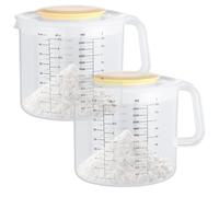 Jarra medidora de 2400 ml, tazón grande de cocina con tapa, taza medidora de líquidos, mango ergonómico y protección a prueba de salpicaduras para mezclar, hornear, preparar ensaladas y servir