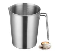 Jarra medidora de acero inoxidable 1500 ml, jarra medidora con unidades de medida y mango, vaso medidor de acero inoxidable con labio vertedor, jarra de espuma de mano para café con leche, café latte