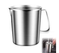 Jarra medidora de acero inoxidable 304 de calidad alimentaria, jarra medidora con unidades de medida y asa, jarra de metal de gran capacidad, apta para lavavajillas, vaso medidor