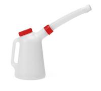 Jarra medidora Universal de 1L y 3L con Pico Flexible Largo, Accesorio for Motocicleta, Recipiente for Verter Aceite, Gasolina y refrigerante. Integral(3Lred)