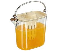 Jarra para bebidas, jarra transparente de 1200 ml con asa, jarra de agua para con tapa, recipiente para bebidas sin BPA, para jugo, té, limonada, bebidas frías y calientes
