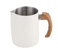 Jarra Para Espresso 20oz 30oz Jarra De Acero Inoxidable Para Espumar Leche Herramientas Barista,Vaso De Leche Para Latte Art,Jarra Medidora De Metal,Mango De Madera ( Color : Bianco , Size : 900ml )