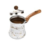 Jarra para espumar leche Calentador de café de acero inoxidable con de madera, boquilla estrecha para uso en encimeras domésticas Jarra calentadora de café diaria Recipiente para calentar leche
