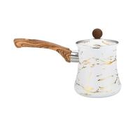 Jarra para espumar leche Calentador de café de acero inoxidable con de madera, boquilla estrecha para uso en encimeras domésticas Jarra calentadora de café diaria Recipiente para calentar leche
