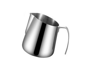 Jarra para espumar leche con cuerpo de acero inoxidable, marcas de medición, en ángulo y de agarre para tareas de vertido de café con leche Boquilla de vertido y de agarre para de