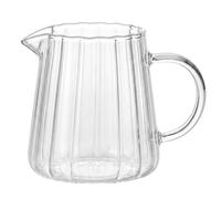 Jarra pequeña, jarra de cristal para crema, vaso pequeño transparente a rayas de 8 onzas con asa, taza espumadora para el hogar, restaurante, cafetería