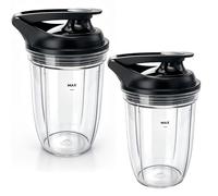Jarra personal de repuesto para exprimidor de 18 onzas con tapa prémium para llevar (paquete de 2 unidades) compatible con NutriBullet Blender Combo (ZNBF30400Z/ZNBF30500Z)/Select Blender 1200(NB07200