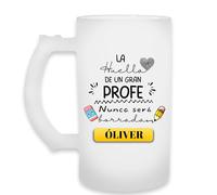 Jarra Personalizada con Nombre para Profes, Regalo para Profesores y Profesoras, detalle fin de curso, cristal esmaltado, Regalo Personalizado, Regalo Original. Diseño Huella Profe