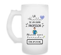 Jarra Personalizada con Nombre para Profesor/a de Padel, Regalo para Profesores/as, cristal esmaltado, Regalo Original, Regalo Personalizado. Diseño Huella Padel