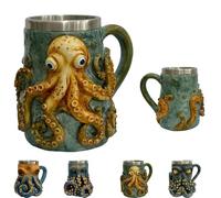 Jarra pirata inspirada en Cthulhu, taza de cerveza medieval de pulpo pirata, taza de cerveza con diseño de pulpo/Kraken en 3D para bar, restaurante, hogar, amantes del mar y adictos al café por igual