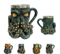 Jarra pirata inspirada en Cthulhu, taza de cerveza medieval de pulpo pirata, taza de cerveza con diseño de pulpo/Kraken en 3D para bar, restaurante, hogar, amantes del mar y adictos al café por igual