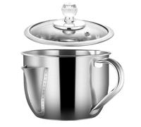 Jarra separadora de grasa para salsa, colador separador de salsa de cocina, acero inoxidable, para aceite, grasa, sopa, tazón, con cubierta de vidrio visual, 1200 ml