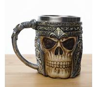 Jarra Taza Vikingo de calavera con casco | Acero Inoxidable 3D, Medieval Viking Warrior Skull Armor Drinking Mug,Taza de Drinkware Jarra de Cerveza, Bebida,Halloween, Party Trick Cup 39032