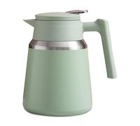 Jarra Térmica De Café, Caraffa Sottovuoto Isolata in Acciaio Inossidabile, Per Tè E Caffè Caldi E Freddi, Con Un Semplice Pulsante Di Sicurezza, Fondo Antiscivolo (Verde,1100ML)