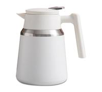 Jarra Térmica De Café, Caraffa Sottovuoto Isolata in Acciaio Inossidabile, Per Tè E Caffè Caldi E Freddi, Con Un Semplice Pulsante Di Sicurezza, Fondo Antiscivolo (Bianco,1100ML)
